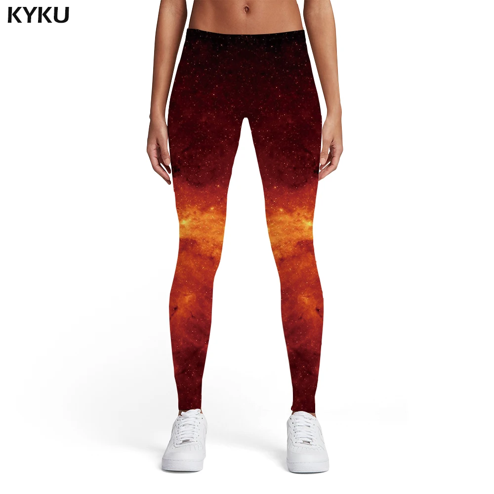 

KYKU Flame Leggings Women Galaxy Sexy War 3d Print Red Sport Fire Elastic Womens Leggings Pants Casual Bodybuilding Funky