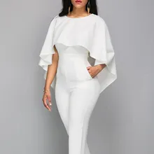 Lady White Elegant O-Neck Solid Cape Sleeve Jumpsuit Women Jumpsuits Boycon Slim Backless Jumpsuits Rompers Lady White Elegant O-Neck Solid Cape Sleeve Jumpsuit Women Jumpsuits Boycon Slim Backless Jumpsuits Rompers