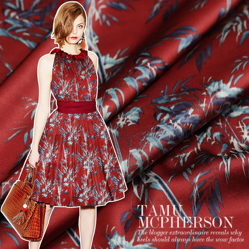 

Bamboo printed elastic silk satin fabric soft and breathable silk fabric for dress chinese silk fabric wholesale silk cloth