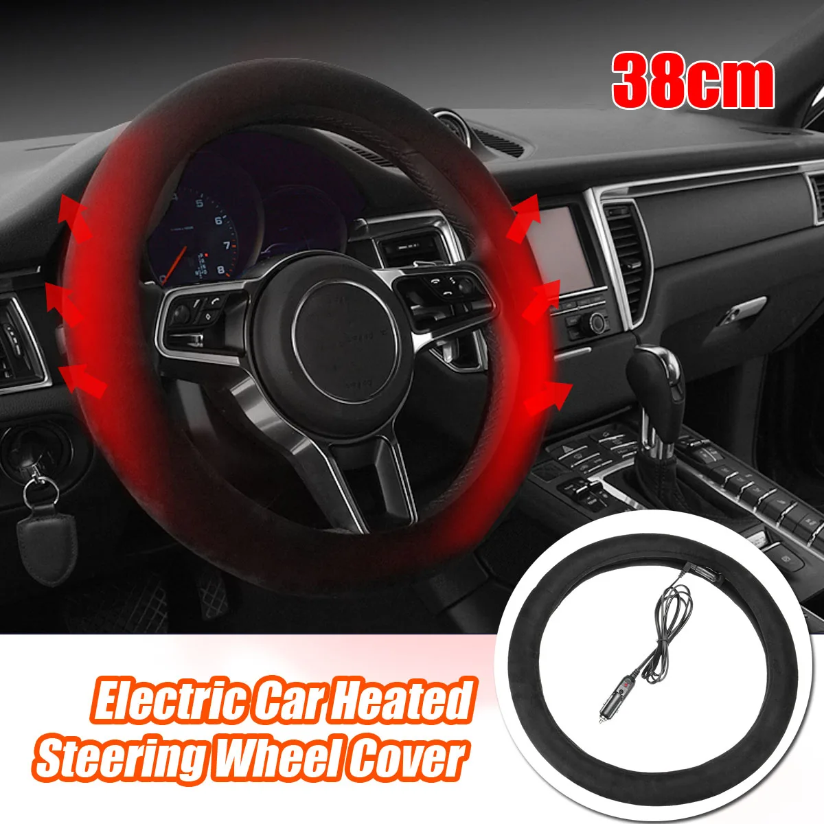 38cm 12V Car Lighter Plug Heated Steering Wheel Covers Electric Heating Steering Covers Warmer Winter Car Accessories 38cm 12V Car Lighter Plug Heated Steering Wheel Covers Electric Heating Steering Covers Warmer Winter Car Accessories