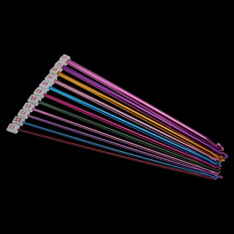 11 шт. 10," многоцветные Алюминиевые TUNISIAN набор спиц для вязания крючком 2-8 мм