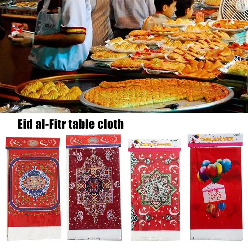 

2019 PE Tablecloth With Beautiful Patterns Printed Islam Ramadan Eid Mubarak Decoration