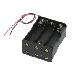 Черные верхние слои 6x1,5 V AA батареи держатель Чехол Коробка w провода