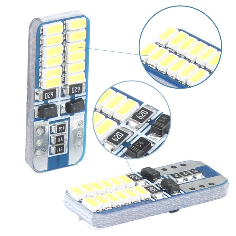 2 шт. T10 супер яркий светодиодный лампочка 12 В 4 Вт низкое энергопотребление 6000 К белый штекер и воспроизведение 3014 24smd светодиодный Подфарник