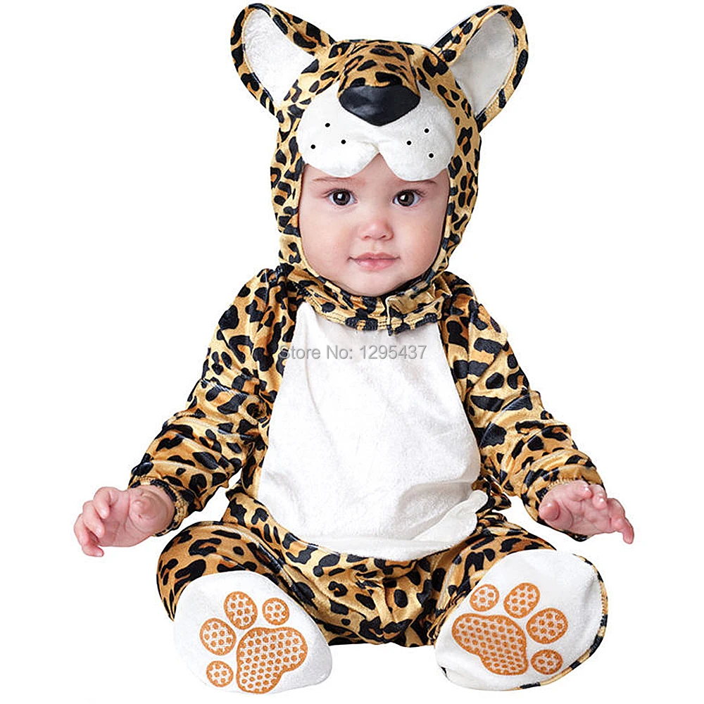 

New Infant Toddler Baby Girls Boys Leopard Animal Costume Halloween Dress up Cosplay Outfits Purim Holiday Costume
