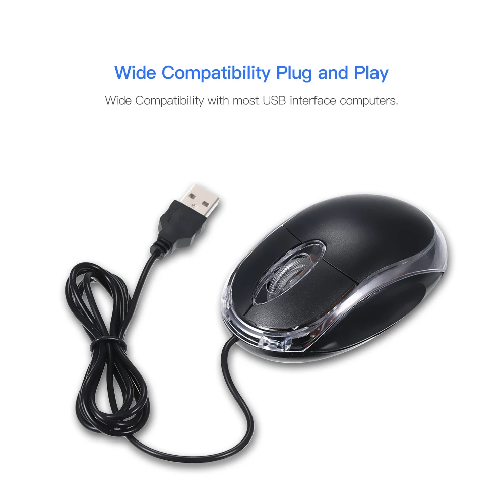 

2.4G Wired Mouse 800DPI Optical Mini Portable Mobile Mouse with USB Port 3 Buttons for PC Laptop Desktop Fit for Left/Right Hand
