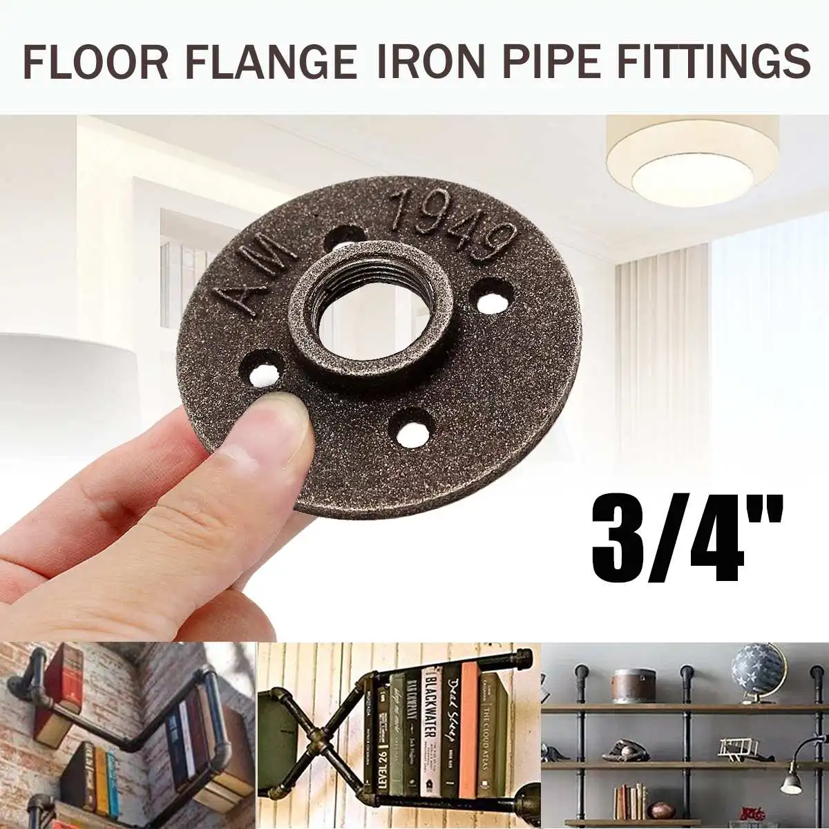 

5pcs / 10pcs / 20pcs 3/4'' Black Decorative Malleable Iron Floor/Wall Flange Malleable Cast Iron Pipe Fittings BSP Threaded Hole