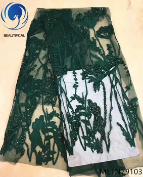 

BEAUTIFICAL net lace fabric wholesale guangzhou lace fabric green lace fabric high quality 5 yards/lot nigerian fabrics ML1N791