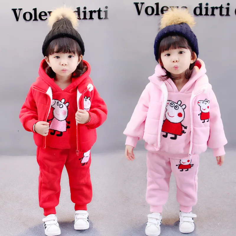 

Children Suit 2018 Winter New Pattern Korean Girl Increase Thickening Vest Piggy Three-piece