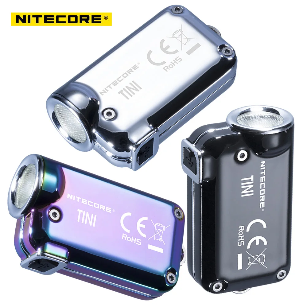 Nitecore TINI SS USB перезаряжаемая светодиодная подсветка ключа из нержавеющей стали CREE