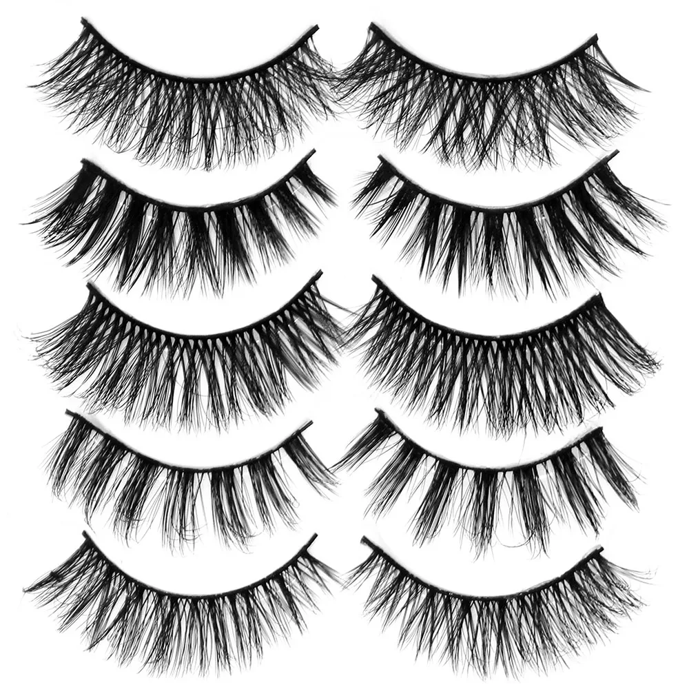 

Kimcci 5 Style MIX False Natural 3D Mink Eyelash Fake Lashes Long Makeup Eyelashes Criss-cross Strands Cruelty Free High Volume