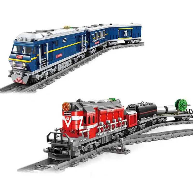 

1002pcs DIY Assembled Building Blocks Electric Rail Train Diesel Locomotive Children Birthday Gift