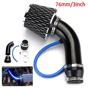 

76mm 3inch Universal Car Aluminum Air Intake pipe kit+Air FILTER Duct Tube Kit Air filter Performance Cold Air Intake Kit