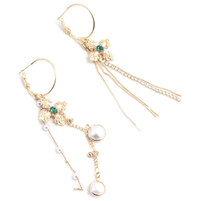 

Long Pearl Tassel Cross Hoop Earrings For Women Fashion Korean Jewelry Wedding Party Gifts