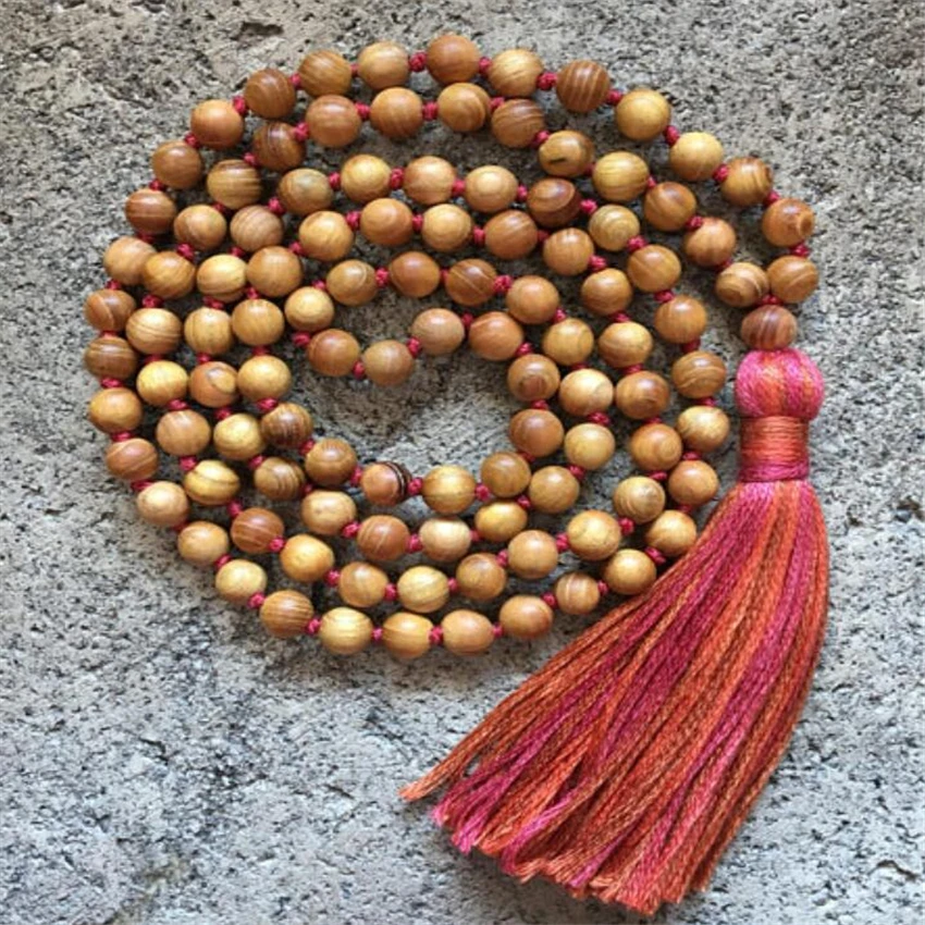 

8mm Sandalwood Necklaces Meditation Bless Fancy spirituality Healing cuff Unisex Chakas Handmade Tassel natural Hot