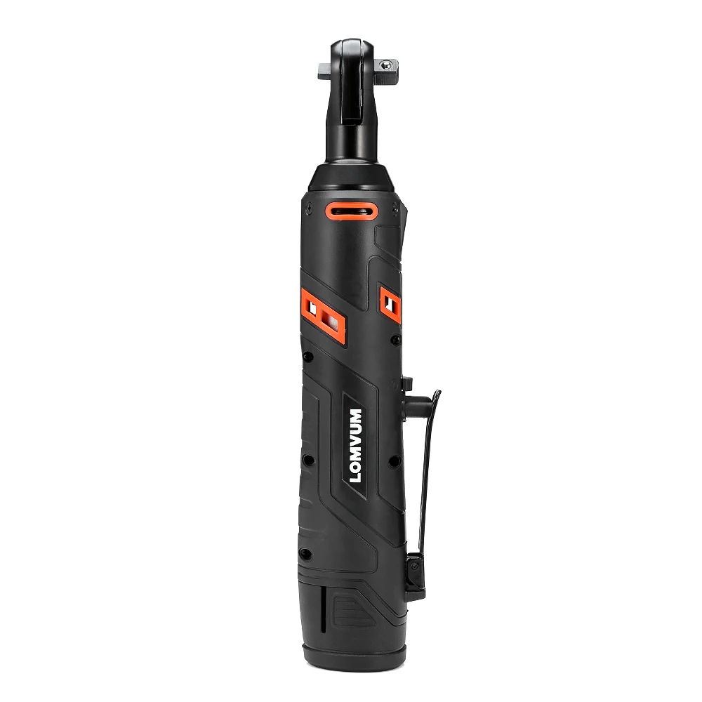 Lomvum 12V Lithium-Ion Battery Electric Ratchet Wrench With Sockets Rechargeable Electric Cordless Right Angle Wrench For Car