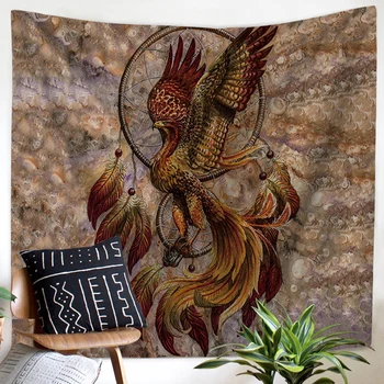 

Home Decor Dream Catcher with Feathers Tapestry Wall Hanging Polyester Microfiber Bohemian Door Curtain Bedspread Drop Shipping