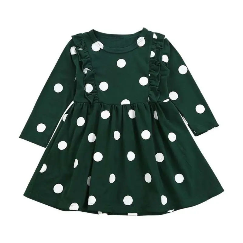 

Girl Polka Dot Print Long Sleeve High Waist Dress Kids Cute Fashion Clothes