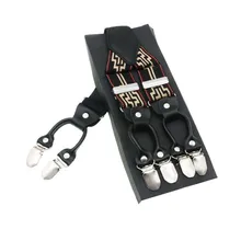 6 зажимы подтяжек мужские унисекс модные геометрические узоры подтяжки натуральная кожа винтажные повседневные подтяжки Tirante брюки ремень