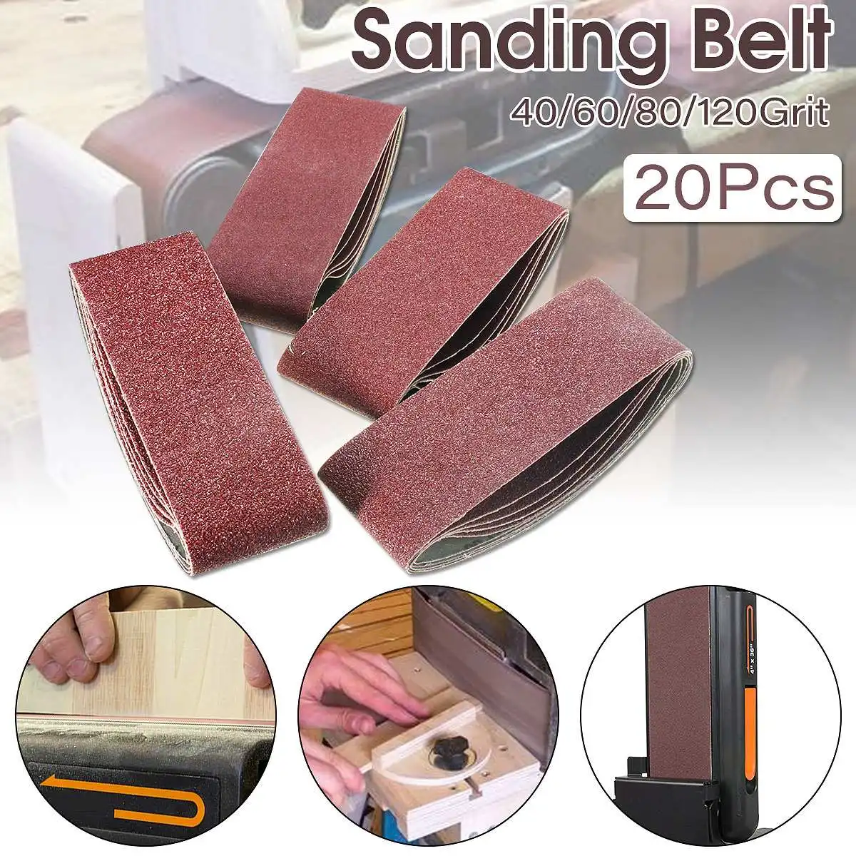 

20pcs 75mmx457mm Sanding Belts Power Tool Sander Mixed Grit Grinding Sanding Belts 40/60/80/120 Grit