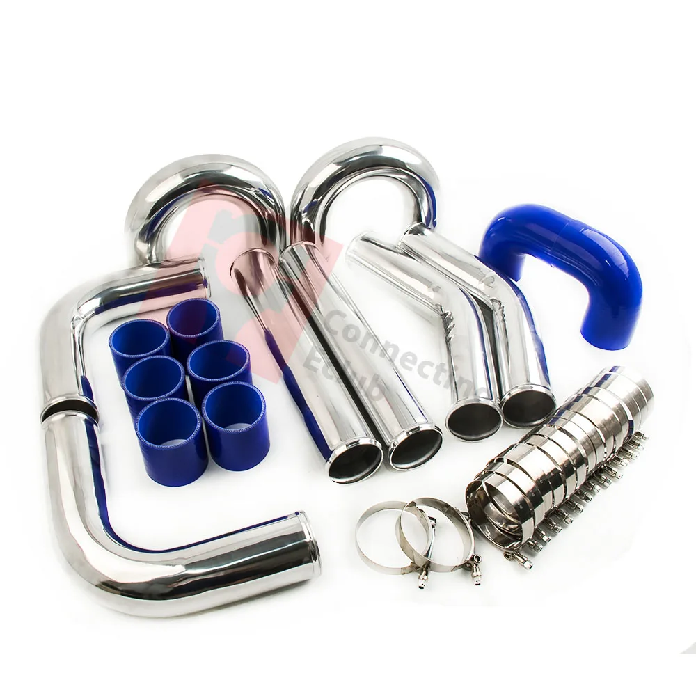 3" 76mm Aluminum Universal Intercooler Turbo Piping pipe Kit T bolt Clamps Blue fits all Turbo