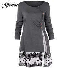 Plus Size 5XL Draped Floral Long Tunic Shirts Long Sleeve O-Neck Buttons Embellished Women Blouse Casual Autumn Tops Tee Plus Size 5XL Draped Floral Long Tunic Shirts Long Sleeve O-Neck Buttons Embellished Women Blouse Casual Autumn Tops Tee
