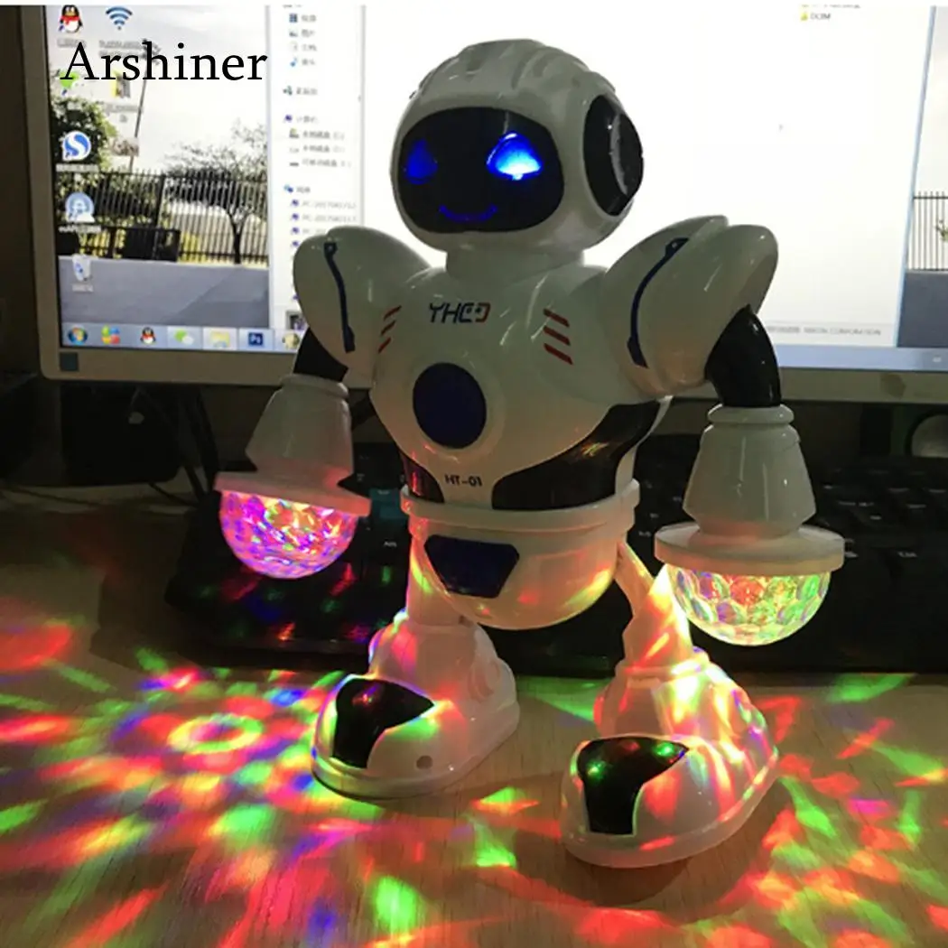2018 Music Robot Cool Dance LED Robot Toy White Durable Shiny Dancing