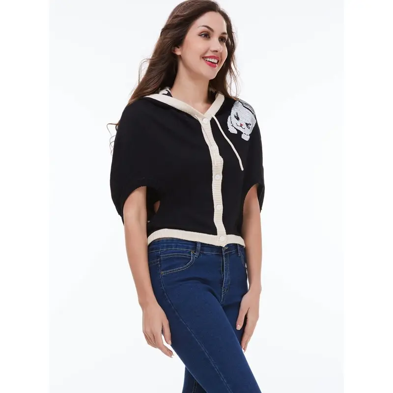 Women Sweaters Casual Wool Blends Straight Thin Cartoon Black Office Lady Winter Female Fashion Elegant Fall Tops Knitwear Women Sweaters Casual Wool Blends Straight Thin Cartoon Black Office Lady Winter Female Fashion Elegant Fall Tops Knitwear