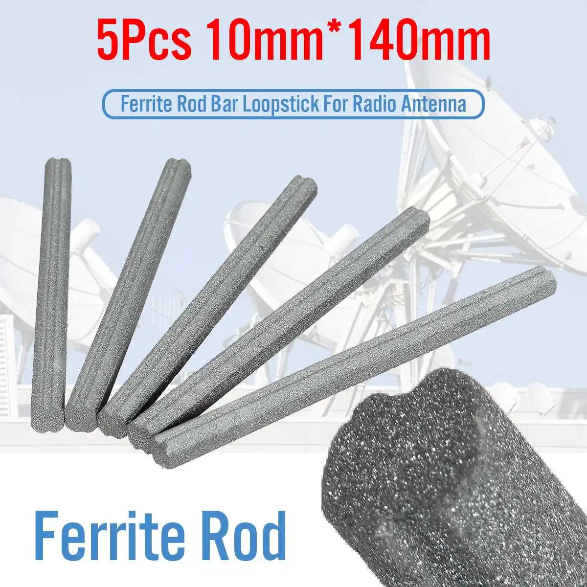 5pcs 140x10mm Ferrite Rod Bar Loopstick For Radio Antenna Crystal