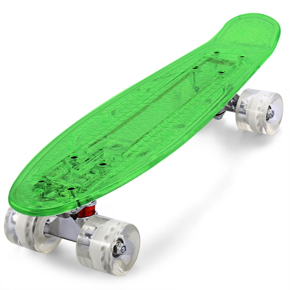 

15% A Transparent PC LED Skateboard Complete 22 inch Retro Cruiser Longboard USB Charging Mini Skateboard Single Double Rocker