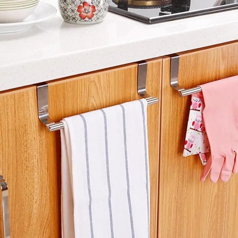 

Stainless Steel Kitchen Bathroom Towel Holder Rack Drawer Cabinet Door Storage Scarf Hanger Towels Gloves Holder Tools