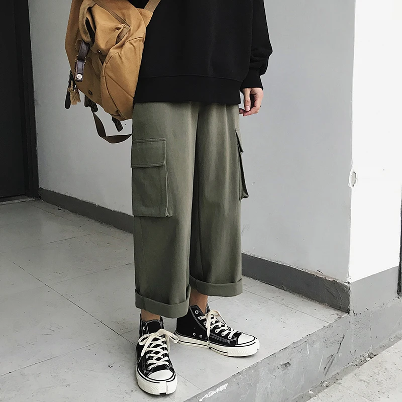 Men's Trousers 19 Spring New Youth Popular Loose Wide Leg Pants Solid Color Straight Pants Handsome Youth Casual Men's Clothing Men's Trousers 19 Spring New Youth Popular Loose Wide Leg Pants Solid Color Straight Pants Handsome Youth Casual Men's Clothing