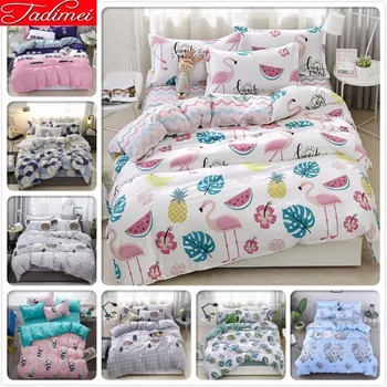 

Flamingo Pattern Creative Duvet Cover 3/4 Pcs Bedding Set Adult Kids Soft Cotton Bed Linen Single Full Queen King Size Bedspread