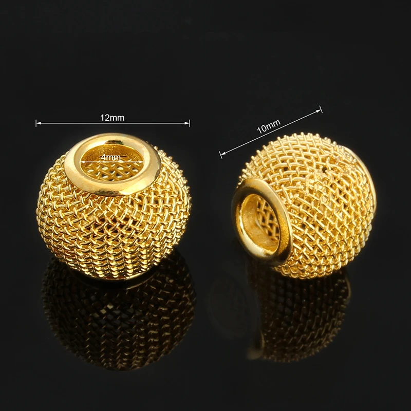 

10pcs Sphere Mesh Metal Hollow Out Loose Beads Diy Handmade Craft Accessories