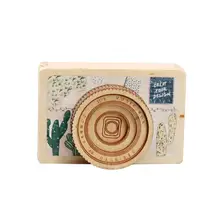 1 шт. деревянная музыкальная шкатулка игрушечные камеры Miniatur камера в форме мелодии коробки на Рождество День рождения подарок на день Святого Валентина детский день