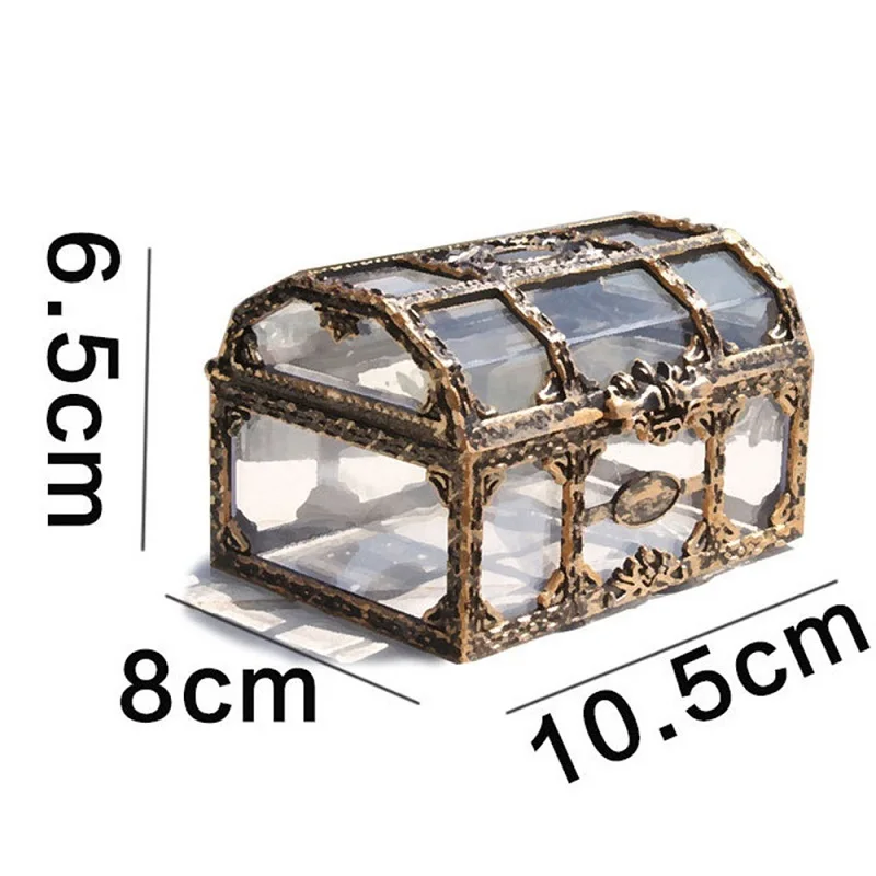 Прозрачные пластиковые коробки для хранения ювелирных изделий пиратский стиль сундук коробка для хранения сокровища кристалл драгоценный камень ювелирные изделия коллекционные коробки