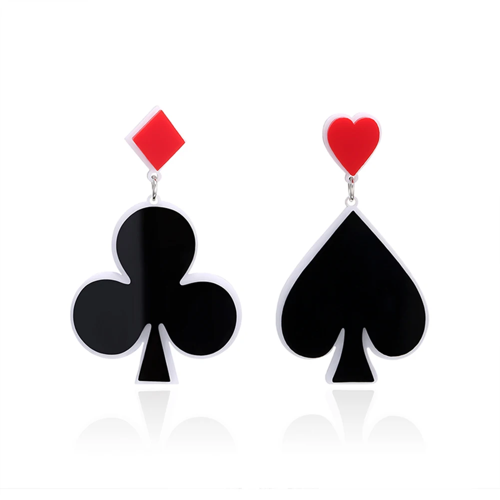 

Hot Sale 2017 New Fashion Women Girls Poker Spade Club Acrylic Heart Dangle Drop Earrings Party Jewelry Xmas Gifts
