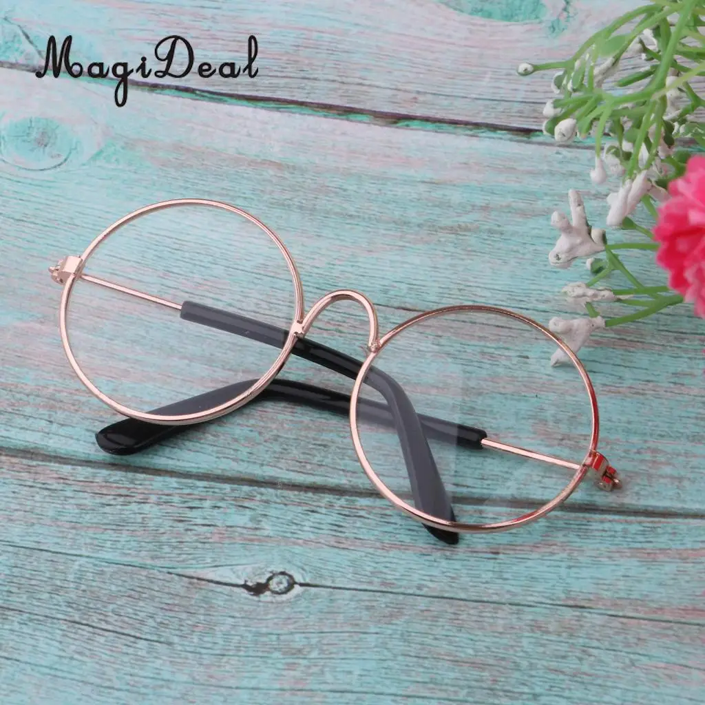 1/4 BJD Dolls Eyeglasses Sunglasses Eyewear for Salon Doll Golden Frame