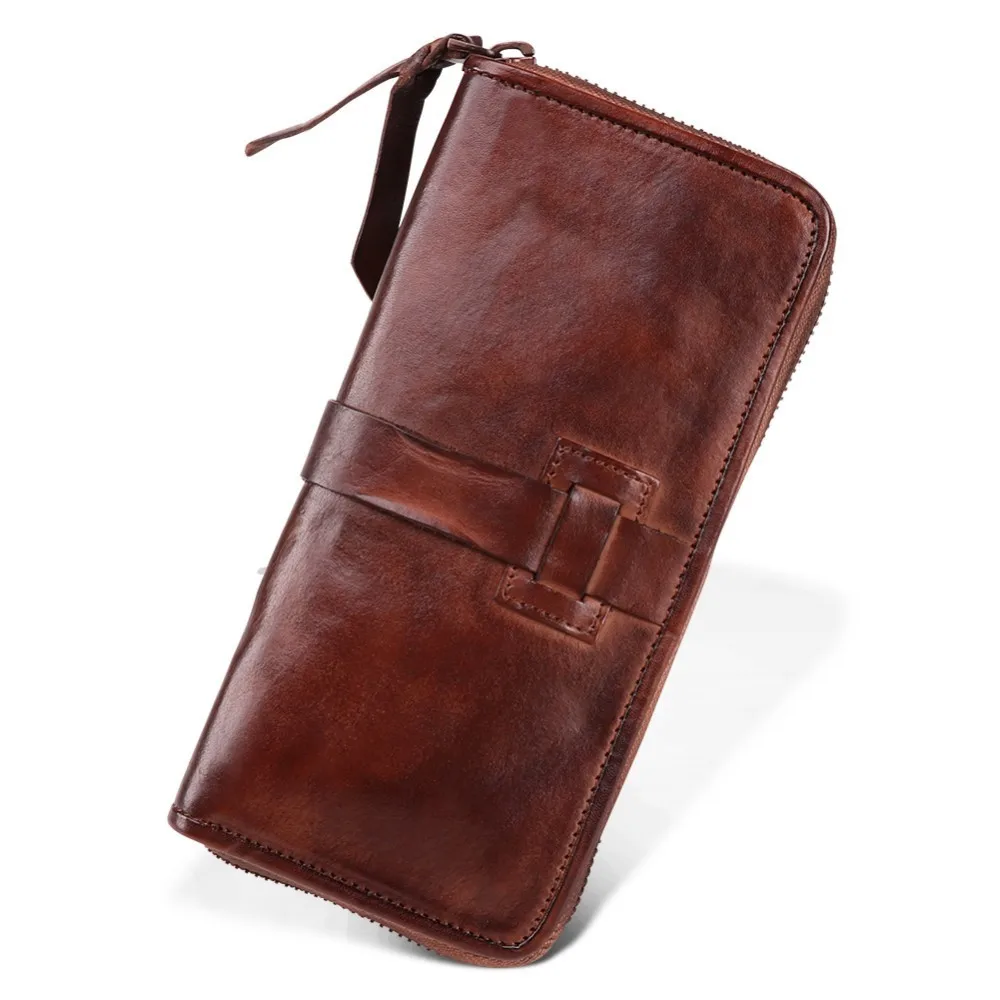 

Famous Brand Wallet Men Casual Male Cuzdan Coin Purse Genuine Leather Vintage Walet Long Clutch Wrist Bag PORTFOLIO Handy