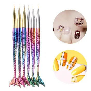 

6pcs Mermaid Tail Nail Art Brushes UV Gel Crystal Acrylic Painting Polish Pen Tools