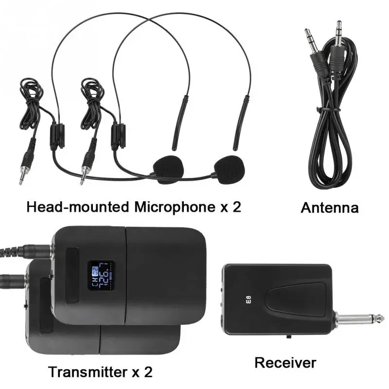 Двухканальный портативный беспроводной UHF головка микрофона с приемником передатчик портативный микрофон sem fio