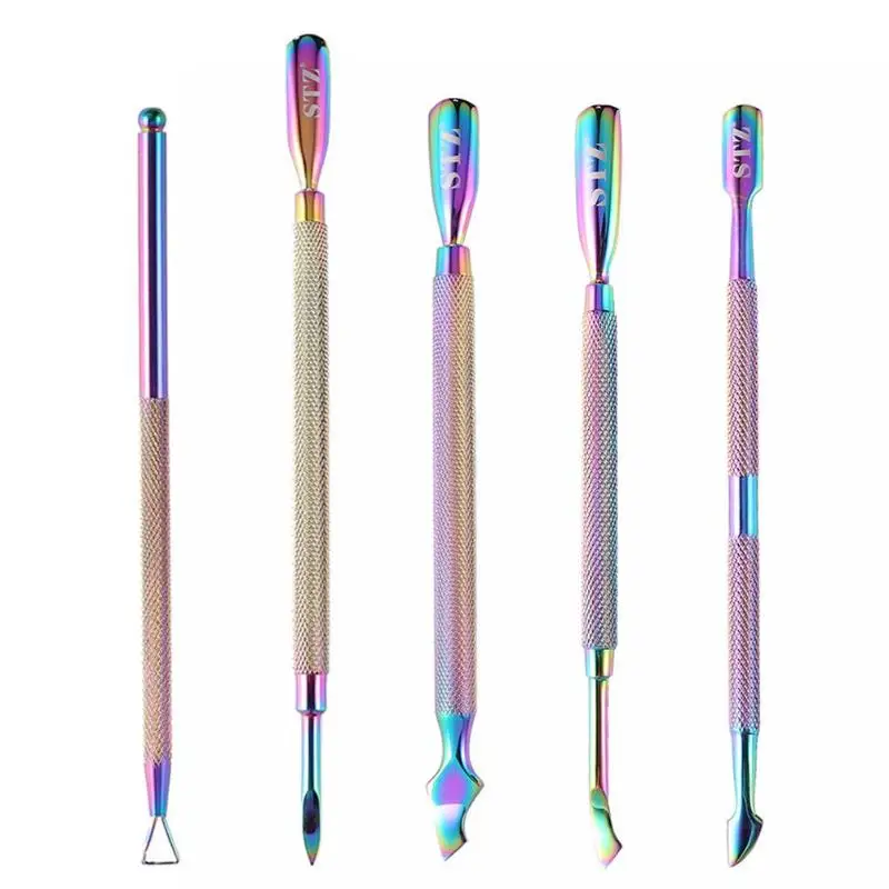 Price Offer of  1PC Stainless Steel Nail Cuticle Pusher Tweezer Nail File Manicure Tool UV Gel Polish Dead Skin Rem