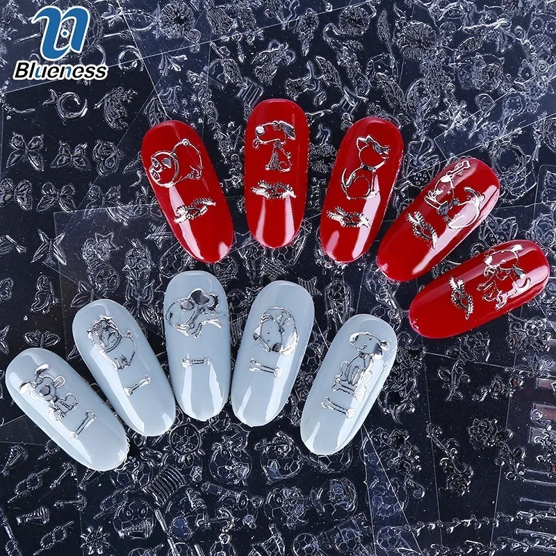 

Blueness 12 Pcs/lot Nail Stickers Nail Art 3d Beauty Design Charms Decorations Decals DIY Decorations Accessories Dogs BNP018