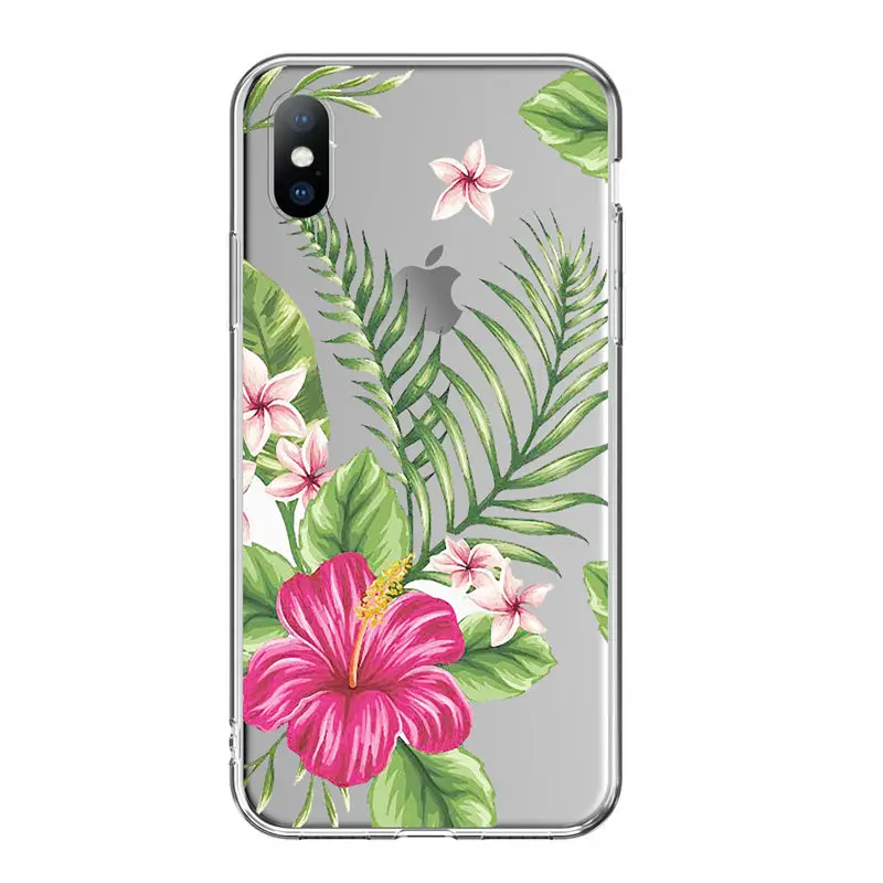 Ottwn Мягкий силиконовый чехол для iPhone 11 7 8 6 6S Plus 5 SE ретро чехлы с листьями и цветами