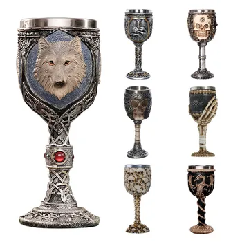 

3d Skull Goblet Wolf Goblet Cool Stainless Steel Beer Mug Cup Gift For Men Original Design Halloween Personalized Cup 200ml