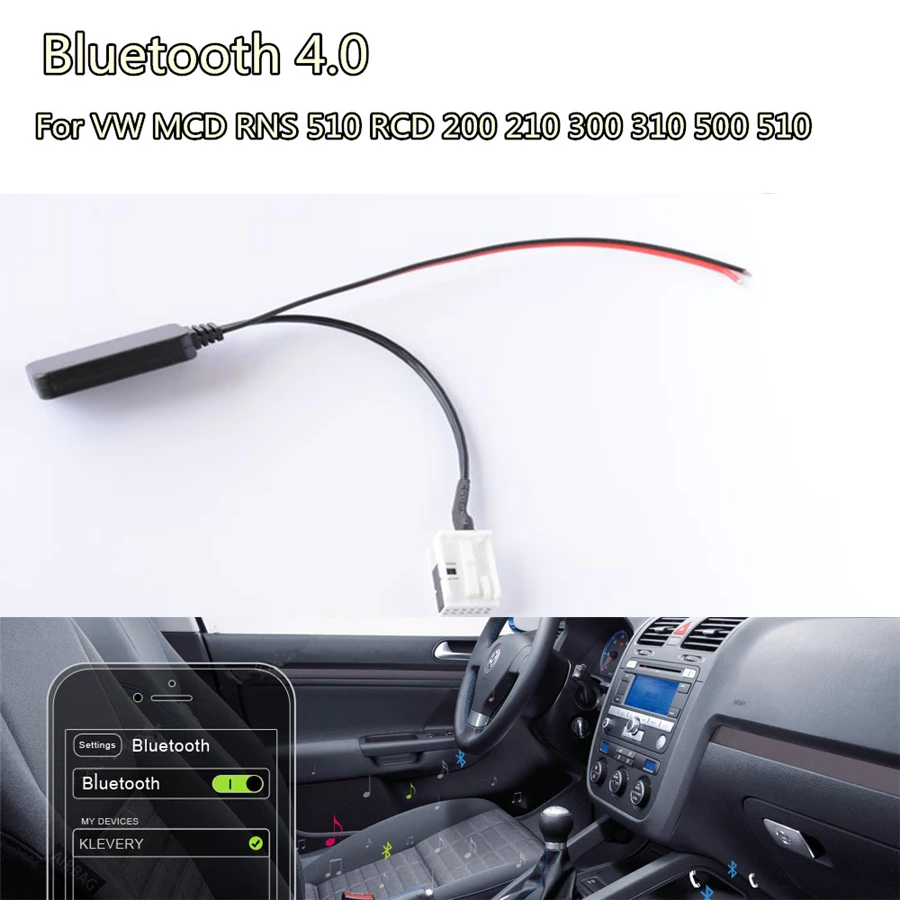 Adapter Bluetooth 4.0 AUX Cho VW MCD Rns 510 RCD 200 210 310 500 510