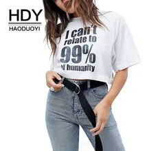HDY Haoduoyi 2019 Summer New Pure Color Simple Commuter Contrast Letter Print Short T-Shirt contrast tape letter print velvet tee