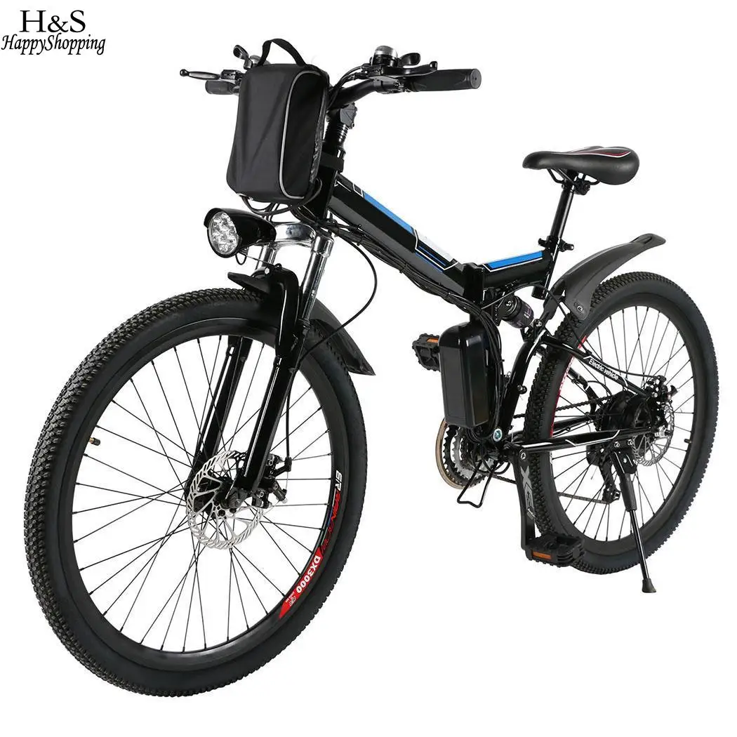 

ANCHEER Black 26inch Mountain Bike36V Foldable Electric Power Mountain Bicycle with Lithium-Ion Battery ebike USB Charging UK/EU