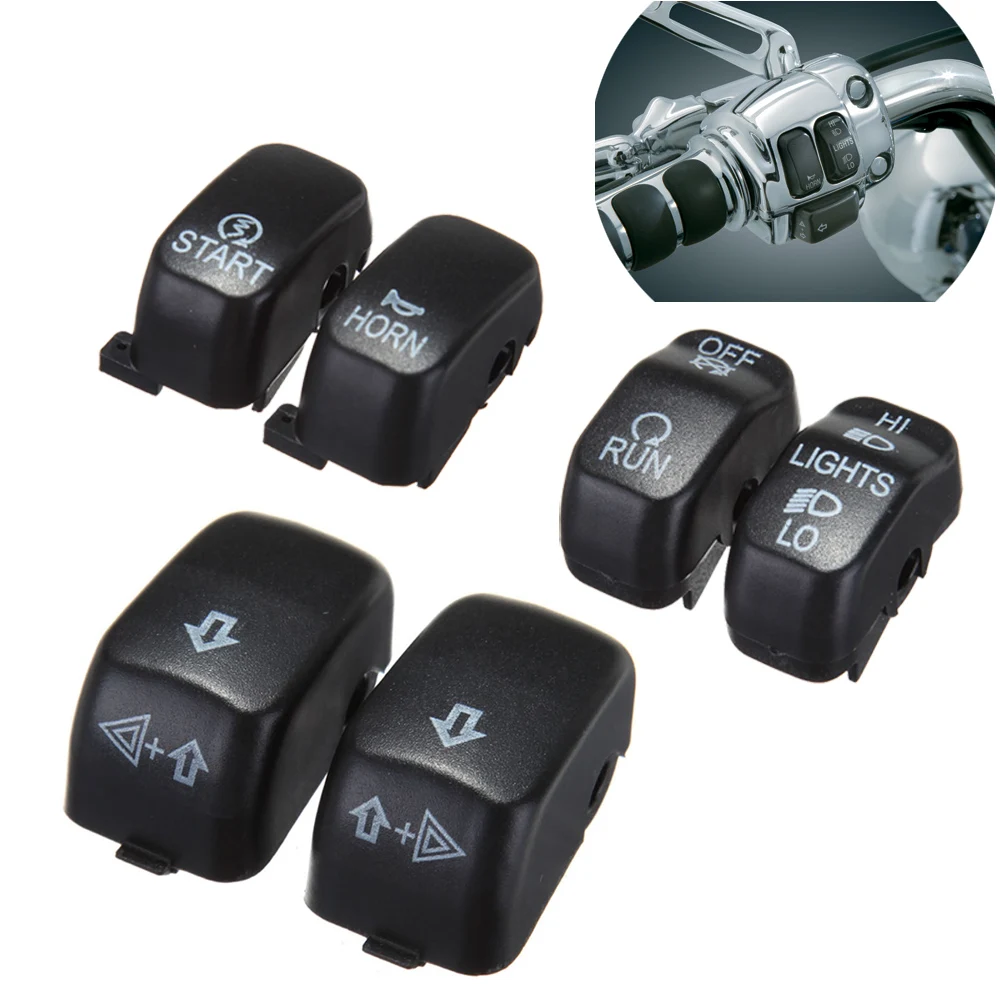 Black Motorcycle Hand Control Switch Housing Cap Cruise Switch Cap Kit
