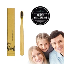 Угольный отбеливающий порошок для зубов, Органическая активированная бамбуковая зубная Кокосовая пудра, натуральная отбеливающая зубная щетка, набор TSLM1